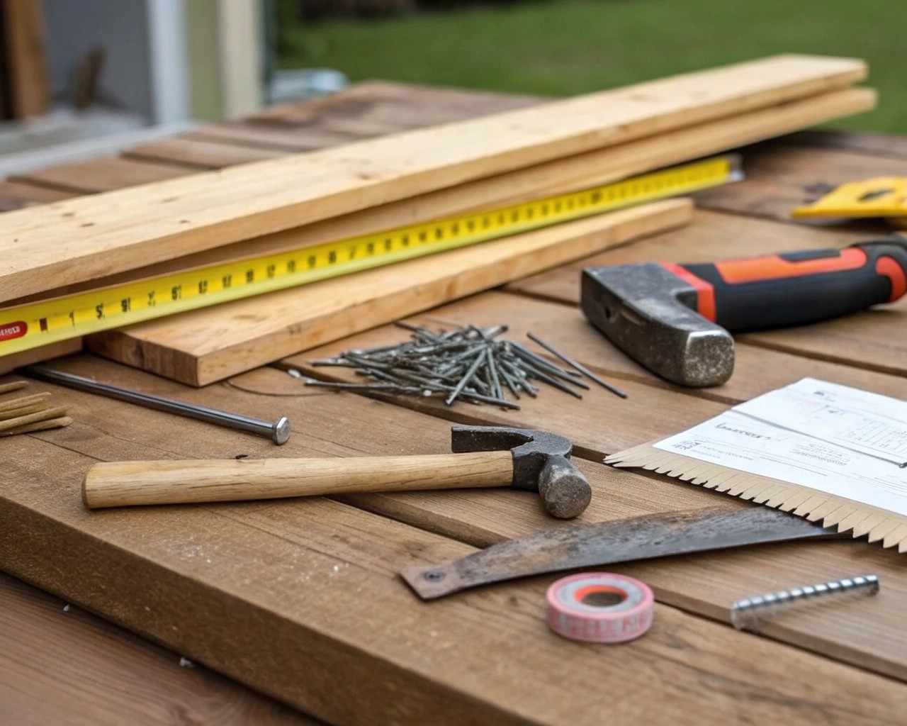 Gather essential tools and materials for transforming a tray into a garden table.