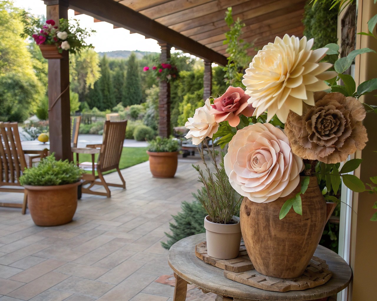 Paper flower stakes effortlessly brighten and fill empty corners, transforming them into vibrant spots.