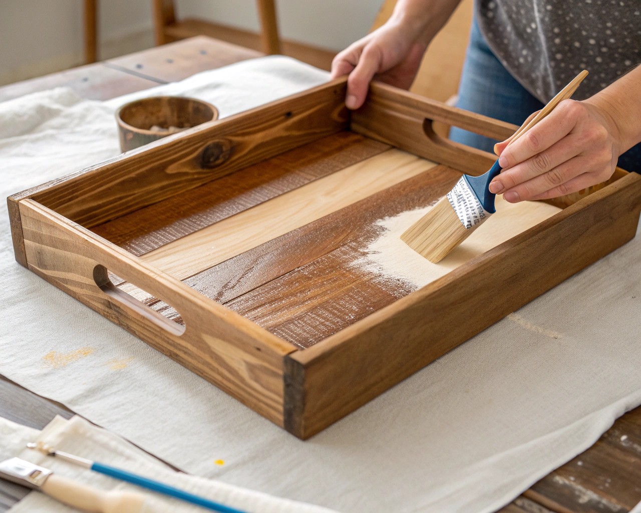 Seal or stain your tray to protect it from outdoor elements and enhance its beauty.