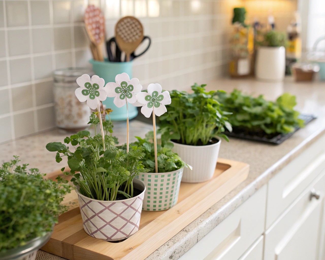 Strategic placement showcases the aesthetic and spatial enhancement of paper flower stakes.
